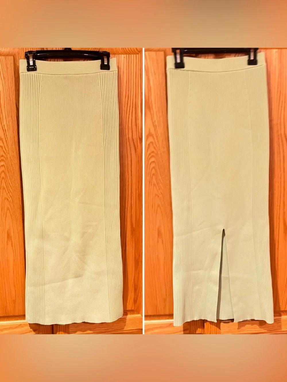 JONATHAN SIMKHAI Compact Rib Cropped Cardigan‎ Bra Top Midi Skirt Set Pear XS/S